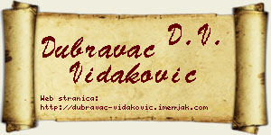 Dubravac Vidaković vizit kartica